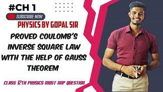 class 12th physics proved coulombs inverse square law with the help of gauss theorem [upl. by Etat]