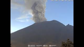 POPOCATÉPETL  ASÍ SE VE LA ERUPCIÓN ESTROMBOLIANA DEL VOLCÁN MAÑANA DEL 21MAYO23 [upl. by Namyl]