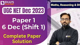 UGC NET 2023 Paper 1 Answer Key  6 Dec 2023 Shift 1 Paper 1 Complete Solution  BYJUS [upl. by Neeloc]