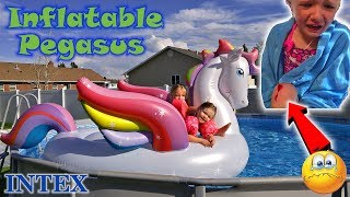 Trinity Cuts Knee Open in Pool with Intex Inflatable Mega Pegasus Toy  Bloody [upl. by James127]