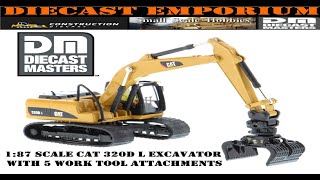 187 HO Scale Diecast Masters Caterpillar 320D L Excavator with Attachments [upl. by Anahpos394]