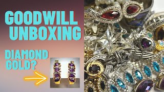 Goodwill Jewelry Unboxing SGW Pennsylvania Gold Diamonds Sterling Amethyst [upl. by Dor]