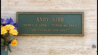 FAMOUS GRAVE TOUR Teen Idol Andy Gibb In Forest Lawn Cemetery Hollywood Hills CA [upl. by Nicki]