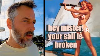 Sail Repair Begins  Sailboat Life Begins  Brightwork Begins  Captains Vlog 2 [upl. by Dobson]