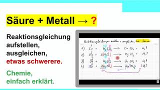 Säure und Metall Reaktionsgleichungen aufstellen und ausgleichen schwerere Aufgaben [upl. by Airotcivairam]