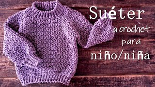 SuéterJersey a crochet para niñoniña ¡Paso a paso y SÚPER FÁCIL [upl. by Meggie]