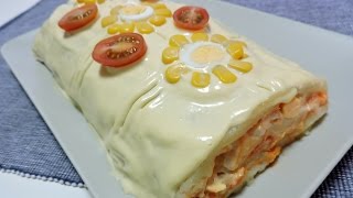 Rollo de Patata relleno de atún receta sin horno [upl. by Fishman]