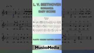 ROMANZA di BEETHOVEN tutorial spartito facile flauto violino playalong short easyscore [upl. by Iny]