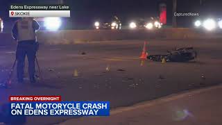 Motorcycle rider dies after crash on Edens Expy near Skokie Illinois State Police say [upl. by Iturhs]