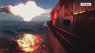 See Tomahawk missile strike a ship [upl. by Treulich]