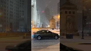 Welcome to Chicago the city of dreams and snow❄️🌧🤍 enjoy late night snow drives and winters magic [upl. by Ytirev389]