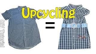 ERWACHSENEN HEMD  KINDERKLEID NÄHEN  DIY Upcycling  Nähen für Anfänger [upl. by Yenahs]