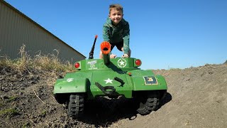 Playing in the dirt with kids tank and tractors  Tractors for kids [upl. by Trilbee]