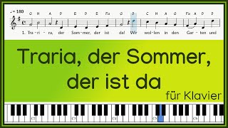 Trarira der Sommer der ist da  Text und Noten mit Buchstaben  Klavier [upl. by Emixam]