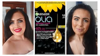 Garnier Olia Hair Dye Review Deep Black 10 [upl. by Ahtikal]