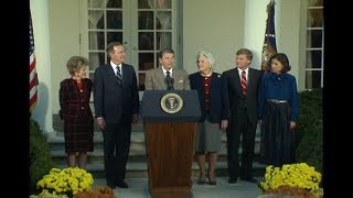 President Reagans Remarks at a Ceremony for PresidentElect George Bush on November 9 1988 [upl. by Comfort921]