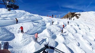 Härteste SkiAbfahrt der Welt Schweizer Wand 90 in Les Portes du Soleil [upl. by Niamert]