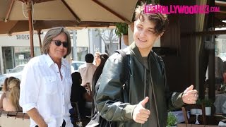 Anwar Hadid Is Congratulated On His Teen Vogue Cover At Il Pastaio With His Father Mohamed Hadid [upl. by Ilesara827]