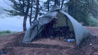 Camping in Rainstorm and Thunderstorm • My Heaviest Rain Camps  ASMR [upl. by Llehsam451]