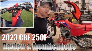 2023 CRF250F Review Modifications amp Wheelies [upl. by Zilla]