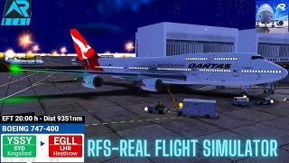 RFS–Real Flight Simulator–Sydney–To–Heathrow–Full Flight–B747400–Qantas Airways–Full HD–Real Route [upl. by Nilkoorb816]