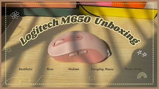 LOGITECH M650 UNBOXING 🌷☁️  ASMR  Aesthetic  Everyday Productivity Mouse  Ergonomic  Pink [upl. by Milburr394]