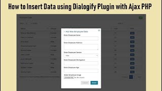 How to Insert Data using Dialogify Plugin with Ajax PHP [upl. by Jung729]