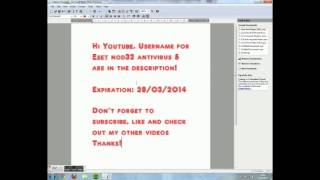 Username and password for Eset nod32 antivirus 5 [upl. by Eittel]