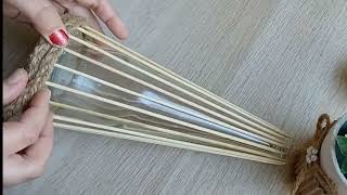 Bamboo skewers diycraft💡wasteglassbottletabledecoreideasdecorationhomedecoreskewers craft [upl. by Neveda]