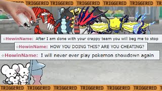 Super Salty Legendary Spammer Loses 3 Times To Maushold In Pokemon Showdown [upl. by Duffy]