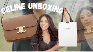 CELINE Triomphe unboxing  natural tan [upl. by Ahsila]