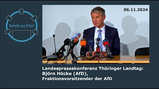 Vor der Thüringer Landtagssitzung Björn Höcke AfD steht der Landespressekonferenz Rede amp Antwort [upl. by Lexi102]