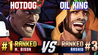 SF6 ▰ HOTDOG29 1 Ranked MBison vs OIL KING 3 Ranked Rashid ▰ High Level Gameplay [upl. by Anekahs]