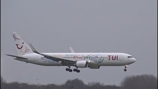 TUI Airlines Netherlands Special Livery – Boeing 767300 – Lands at AMS HBJJF [upl. by Fabriane]