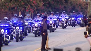 Trumps motorcade makes its way through Atlanta for his surrender for GA elections charges [upl. by Lyell786]