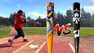 Louisville Slugger ATLAS vs DeMarini THE GOODS 1piece  BBCOR Baseball Bat Review [upl. by Nosirrag301]