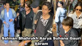 Salman Khan Shahrukh Khan Gauri Khan Aryan Khan Suhana Abram Alizeh agnihotri At jamnagar airport [upl. by Ridan]