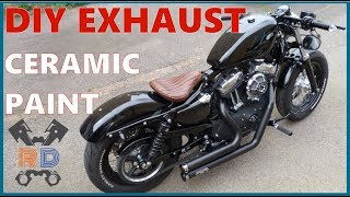 HOW TO VHT Ceramic Spray Painting Exhaust Pipes  Harley Sportster 48 [upl. by Ardnuahsal]