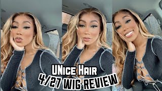 BOMB 427 24 INCH HIGHLIGHT WIG UNICE HAIR REVIEW  13x4 LACE FRONTAL WIG REVIEW BLONDE [upl. by Eirehc]