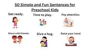 50 Simple and Fun Sentences for Preschool Kids Vocabulary Daily usage  Kids Learning with fun [upl. by Nairred92]