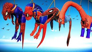 ALL SPIDERMAN DINOSAURS FIGTING  SPIDERMAN IREX VS TREX VS MEGALODON VS INDORAPTOR  JWE 2 [upl. by Renata]