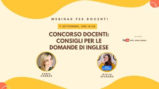 Concorso docenti consigli per le domande di inglese [upl. by Rabjohn]