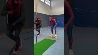 SpiderMan amp Miles Morales the floor is lava challange 😱 shorts [upl. by Atnad]