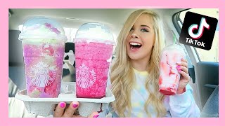 TRYING VIRAL TIKTOK STARBUCKS DRINKS secret menu [upl. by Summer]