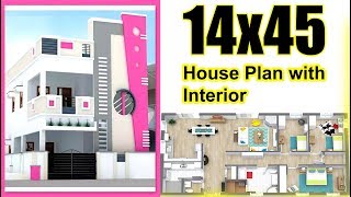 14x45 House plan with Interior amp Elevation best plan [upl. by Sorac648]