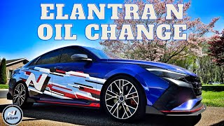 2022 Hyundai Elantra N How to Change Oil Pennzoil Ultra Platinum OEM Oil Filter N75 Magnetic Plug [upl. by Suolevram737]