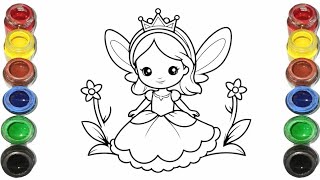 Cute Fairy Princess Drawing for kids Painting amp Coloring for kids amp Toddlers Lets Draw Together [upl. by Swope]