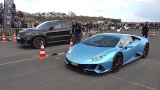 Jeep Cherokee Trackhawk vs Lamborghini Huracan EVO [upl. by Atikahc650]