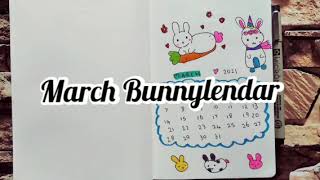 March Bunnylendar  Bunny themed calendar March 2021  World of Kawaii Doodles [upl. by Luz]