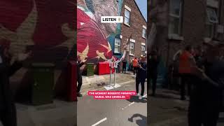 Bobby Firmino SINGING along to his song at his mural [upl. by Ahtnams834]